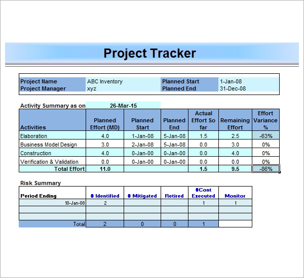 project management template excel